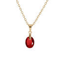 Collier en plaqu&eacute; or cha&icirc;ne avec pendentif goutte oxyde grenat facet&eacute; 40+5cm