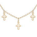 Colliers sur Artemare : Collier en plaqu&eacute; or cha&icirc;ne avec pampilles croix &eacute;vid&eacute;es 40+5cm
