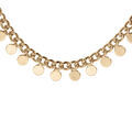 Collier en plaqu&eacute; or cha&icirc;ne avec pampilles multi rondelles lisses 40+5cm