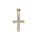 Pendentif en plaqu&eacute; or croix pav&eacute;e d'oxydes blancs 20 x 15mm Artemare
