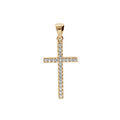 Pendentif en plaqu&eacute; or croix fine pav&eacute;e d'oxydes blancs 25 x 14mm