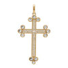 Pendentif en plaqu&eacute; or grande croix avec oxydes blancs 33 x 23mm