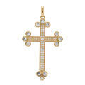 Pendentif en plaqu&eacute; or grande croix avec oxydes blancs 33 x 23mm