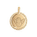 Pendentif en plaqu&eacute; or m&eacute;daille 16mm motif Ange et contour diamant&eacute;