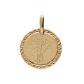 Pendentifs sur Artemare : Pendentif en plaqu&eacute; or m&eacute;daille 16mm motif arbre de vie et contour diamant&eacute;