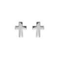 Boucles d'oreille sur Artemare : Boucles d'oreille tige en argent rhodi&eacute;, forme croix