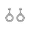 Boucles d'oreille tige en argent rhodi&eacute; claire pendantes, cercle &eacute;vid&eacute; perl&eacute;