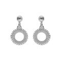 Boucles d'oreille tige en argent rhodi&eacute; claire pendantes, cercle &eacute;vid&eacute; perl&eacute; Artemare