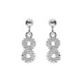 Boucles d'oreille sur Artemare : Boucles d'oreille tige en argent rhodi&eacute; claire pendantes,motif infini &eacute;vid&eacute; perl&eacute;