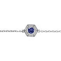 Bracelets sur Artemare : Bracelet en argent rhodi&eacute; oxyde bleu et contour oxydes blancs 16+3cm