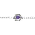 Bracelet en argent rhodi&eacute; oxyde violet et contour oxydes blancs 16+3cm