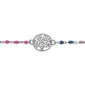 Bracelets sur Artemare : Bracelet en argent rhodi&eacute; boules r&eacute;sines multicouleur avec arbre de vie 13+3cm