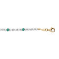 Bracelet en argent et dorure jaune perles de 3mm blanches imitation et vertes 16+3cm