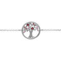 Bracelet en argent rhodi&eacute;, arbre de vie contour perl&eacute; avec oxydes de d&eacute;grad&eacute; rose 16+2cm