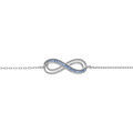 Bracelet en argent rhodi&eacute; motif infini ajour&eacute; avec oxydes bleu clair sertis 16+3cm Artemare