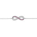 Bracelet en argent rhodi&eacute; motif infini ajour&eacute; avec oxydes rose sertis 16+3cm