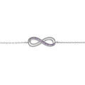 Bracelet en argent rhodi&eacute; motif infini ajour&eacute; avec oxydes violets sertis 16+3cm