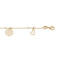 Bracelet en argent et dorure jaune fine boules pampilles coeurs et arbre de vie 16+3cm