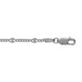 Bracelet en argent rhodi&eacute; maille gourmette pastilles diamant&eacute; etoile e 18cm