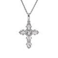 Collier en argent rhodi&eacute; pendentif croix avec oxydes blancs 38+5cm Artemare