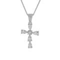 Collier en argent rhodi&eacute; pendentif croix avec oxydes blancs et b&eacute;li&egrave;re orn&eacute;e d'oxydes 38+5cm Artemare