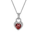 Collier en argent rhodi&eacute; pendentif coeur oxydes rouge et contour blancs 38+5cm