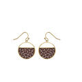 Boucles d'oreille crochet Stella Mia en acier dor&eacute;, ronde avec r&eacute;sine l&eacute;opard