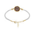 Bracelet Stella Mia en acier dor&eacute; cordon blanc motif rond avec r&eacute;sine l&eacute;opard 16+3cm Artemare