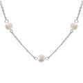 Colliers sur Artemare : Collier en acier et perles de culture d'eau douce 42+4cm