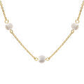 Collier en acier et PVD jaune et perles de culture d'eau douce 42+4cm