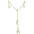 Collier en en acier et PVD jaune et perles de culture d'eau douce 40+4cm Artemare