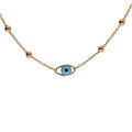 Collier en plaqu&eacute; or oeil de la chance bleu 40+5cm Artemare