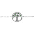 Bracelet en argent rhodi&eacute;, arbre de vie contour perl&eacute; avec oxydes verts 16+2cm Artemare