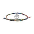 Bracelets sur Artemare : Bracelet liberty tissu fleuri une pampille arbre de vie en argent rhodi&eacute; avec oxydes blancs sertis, r&eacute;glable