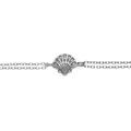Bracelet en argent rhodi&eacute; double cha&icirc;ne coquille Saint-Jacques de Compostelle oxydes blancs sertis 14+4cm