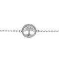 Bracelet en argent rhodi&eacute;, arbre de vie contour oxydes blancs sertis 16+4cm