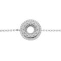 Bracelets sur Artemare : Bracelet en argent rhodi&eacute;, disque motif soleil &eacute;vid&eacute; entourage oxydes blancs 16+2cm