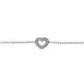Bracelet en argent rhodi&eacute; clair, coeur &eacute;vid&eacute; perl&eacute; 16+3cm Artemare