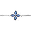 Bracelets sur Artemare : Bracelet en argent rhodi&eacute;, motif fleur verre bleu fonc&eacute; 16+2cm