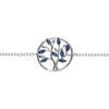 Bracelet en argent rhodi&eacute; cercle arbre de vie oxydes bleus 16+2cm