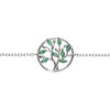 Bracelet en argent rhodi&eacute; cercle arbre de vie oxydes verts 16+2cm