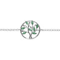 Bracelet en argent rhodi&eacute; cercle arbre de vie oxydes verts 16+2cm Artemare