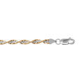 Bracelet en argent cha&icirc;ne vrille avec 2 bordures dorure jaune largeur 4mm et longueur 18cm