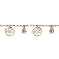 Bracelet en argent et dorure jaune 3 pampilles rondelles arbre de vie et 2 oxydes blancs sertis clos 16+3cm Artemare