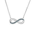 Collier en argent rhodi&eacute; motif infini ajour&eacute; avec oxydes bleu clair sertis 40+5cm Artemare
