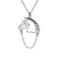 Collier en argent rhodi&eacute; t&euml;te de cheval d&eacute;coup&eacute; 40+4cm Artemare