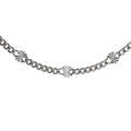 Collier en argent rhodi&eacute; maille gourmette pastilles diamant&eacute; etoile 42cm