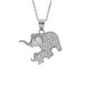 Collier en argent rhodi&eacute; el&eacute;phants oxydes blancs 38+4cm Artemare