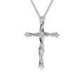 Collier en argent rhodi&eacute; pendentif croix avec oxydes blancs 41+3cm