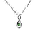 Collier en argent rhodi&eacute; pendentif infini oxyde vert fonc&eacute; 40+4cm